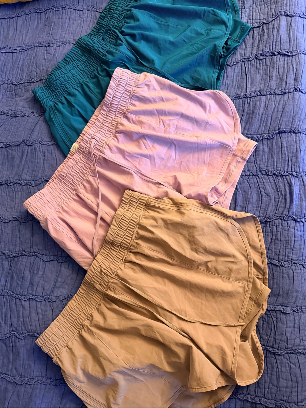 90 Degree By Reflex Teal, Pink & Tan Athletic Shorts Trio